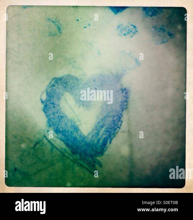 Heart scribbled in a School Table - Smartphone Captured Stock Image