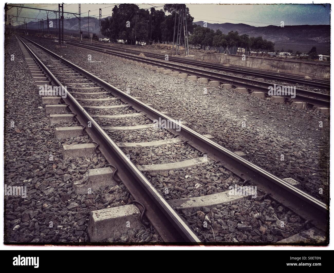 Railway track at historical town of Matjiesfontein ,South Africa. - Smartphone Captured Stock Image