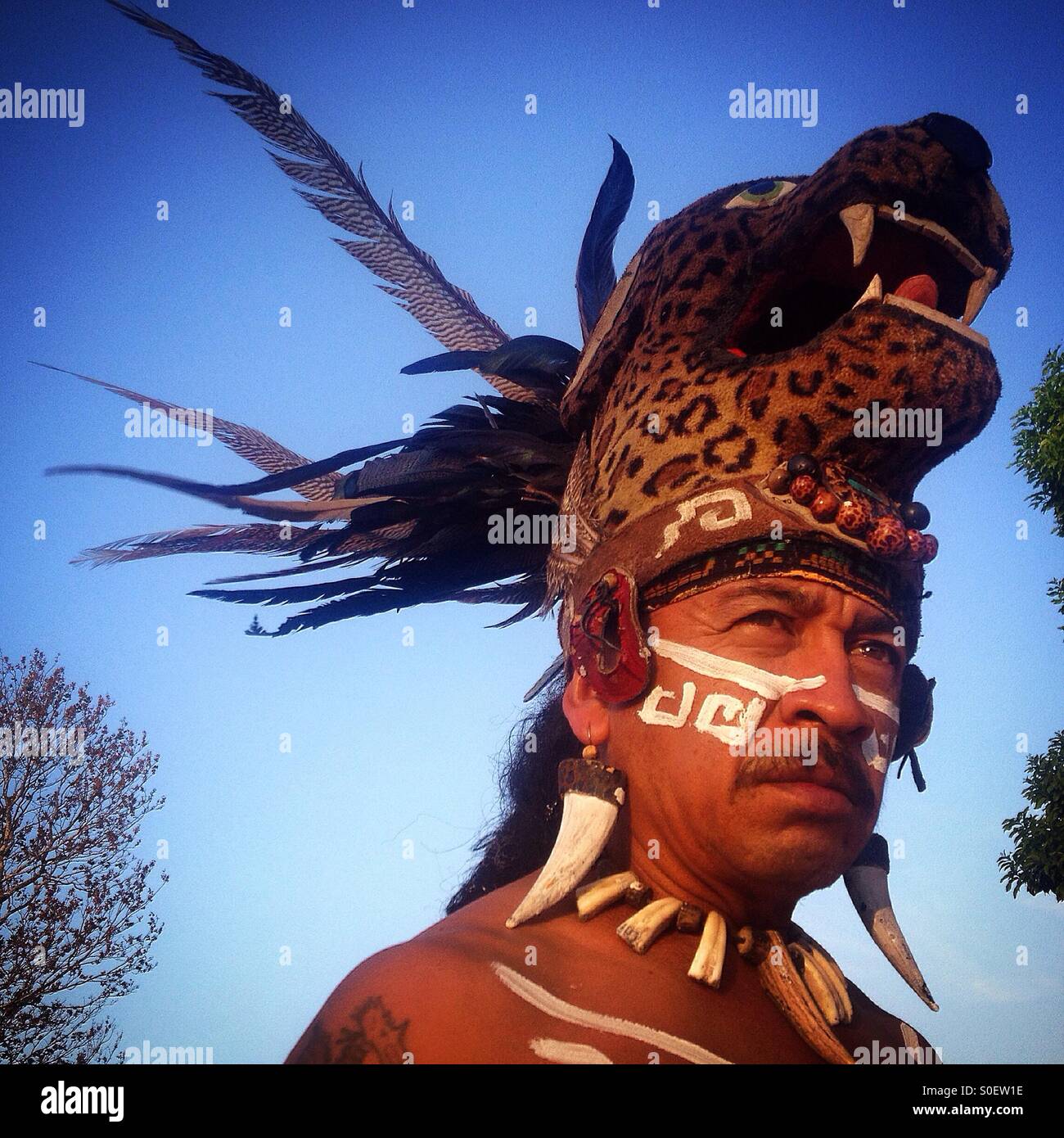 A player of ceremonial Pok ta Pok, the ritual Mayan ball game, wearing