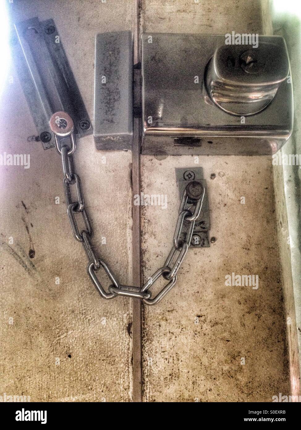 Security chain and lock. - Smartphone Captured Stock Image