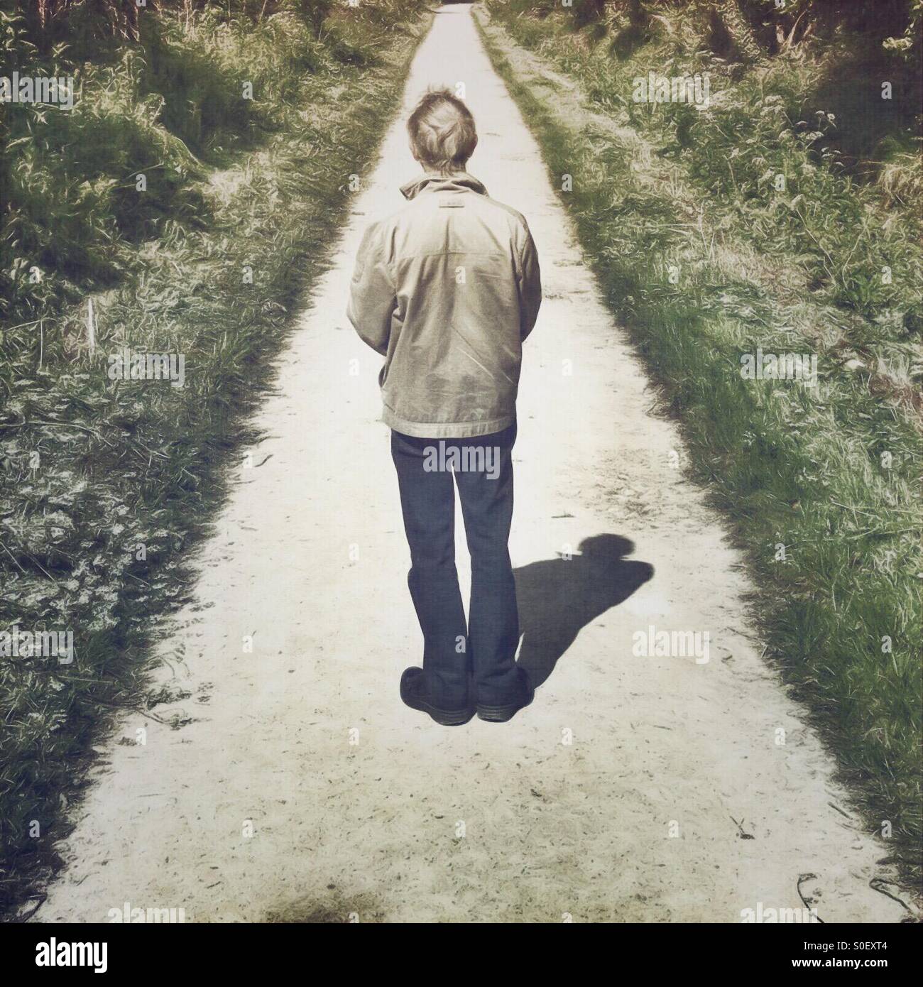 Elderly gent on a path - Smartphone Captured Stock Image