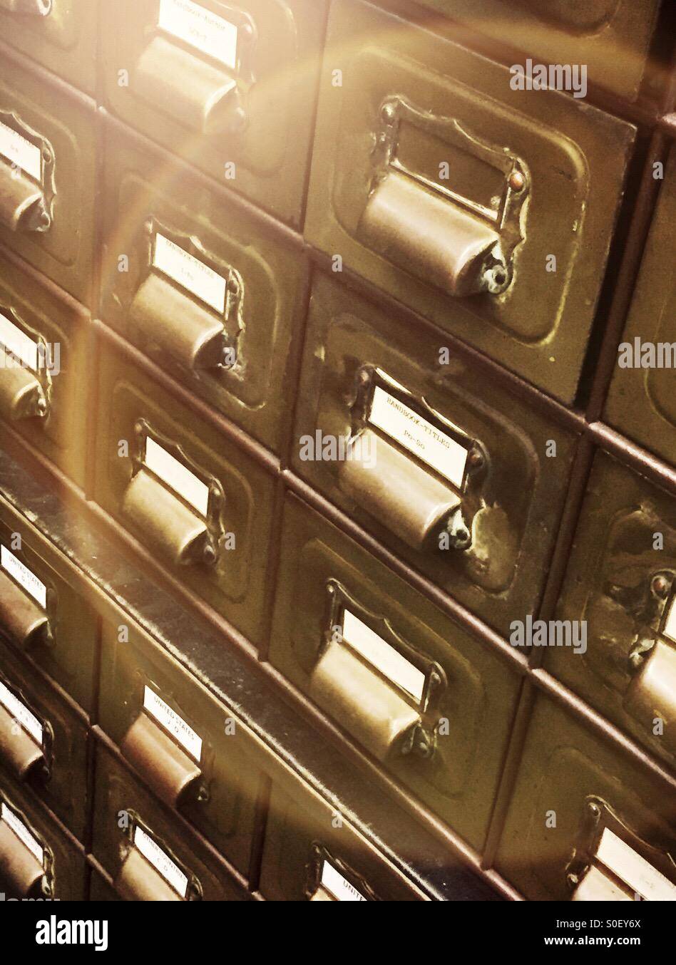 Vintage Card Catalog Cabinet - Smartphone Captured Stock Image