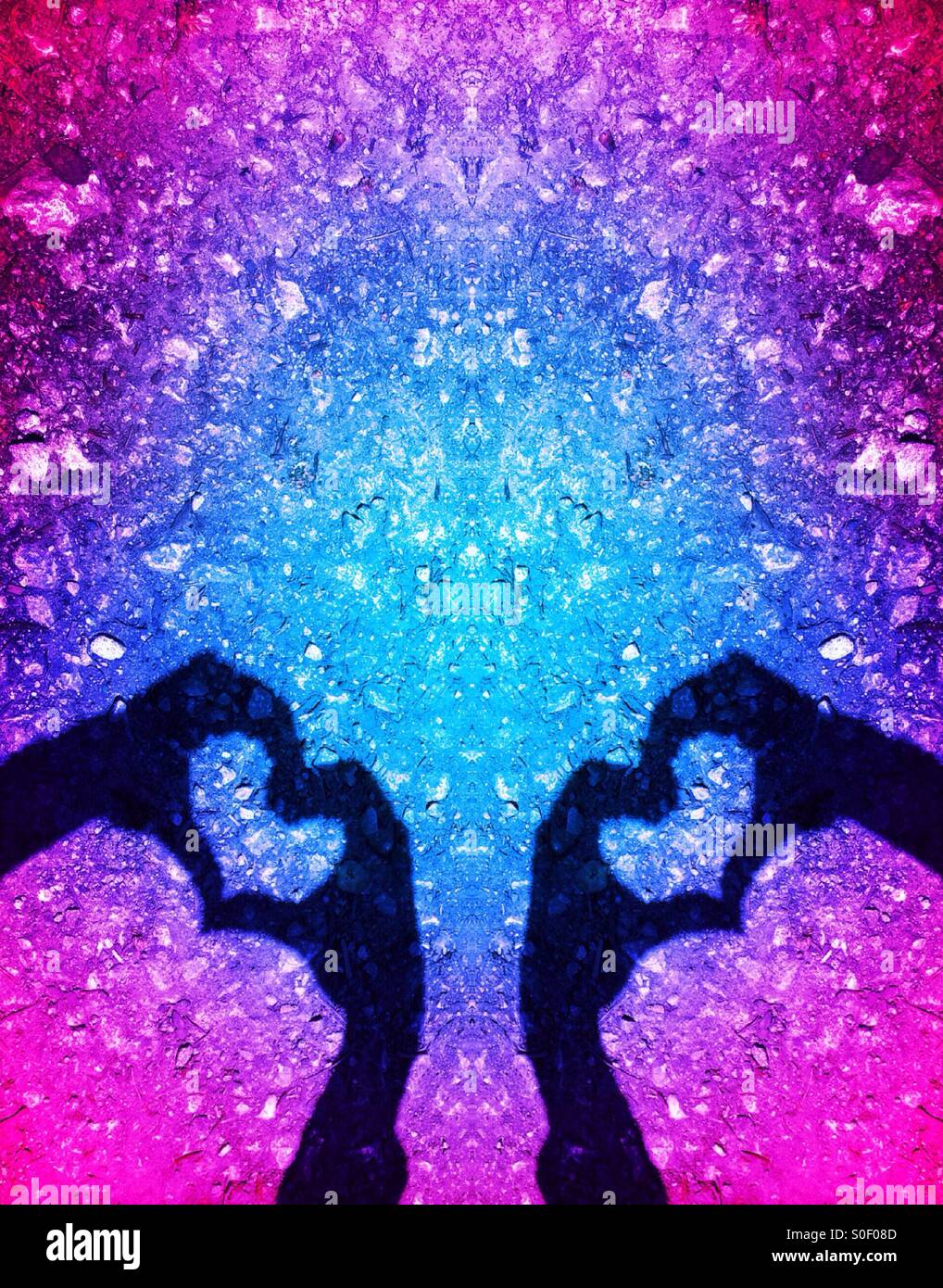 Heart shadow made by hands - Smartphone Captured Stock Image