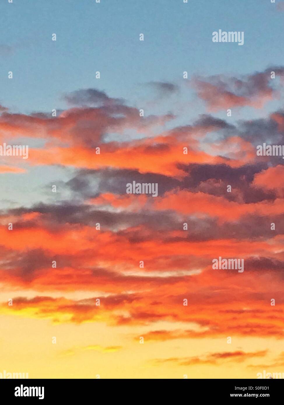 Orange clouds in the sky Stock Photo