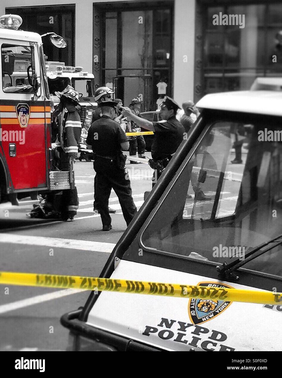 NYC Emergency Site - Smartphone Captured Stock Image