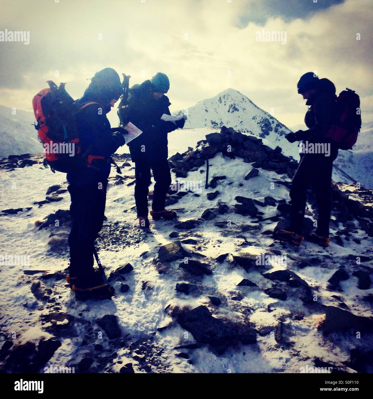 Navigation in the Scottish mountains - Smartphone Captured Stock Image