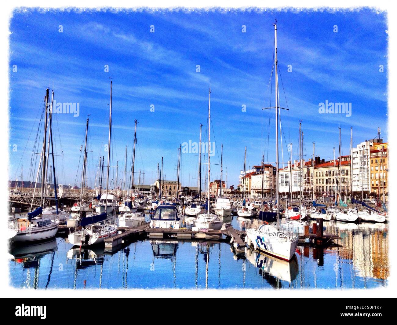 Harbor in Gijon, Asturias - Spain - Smartphone Captured Stock Image
