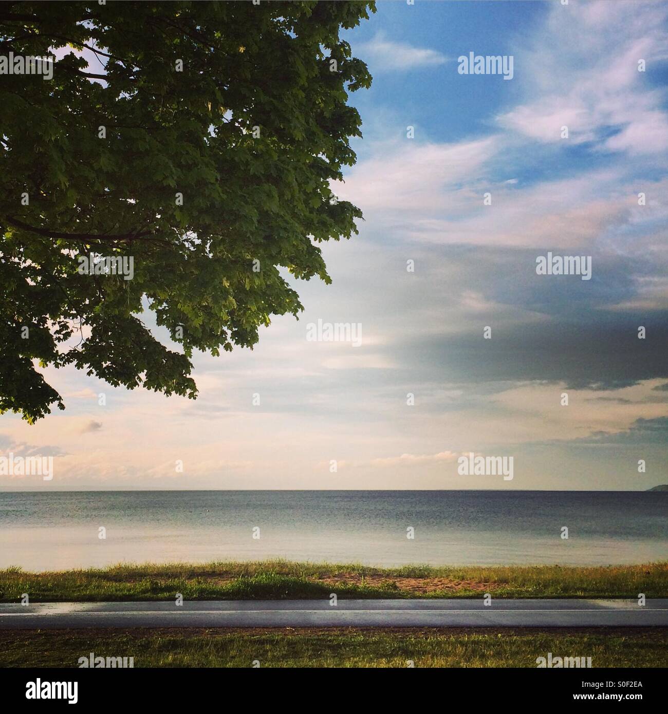 Horizon above a lake , peaceful - Smartphone Captured Stock Image
