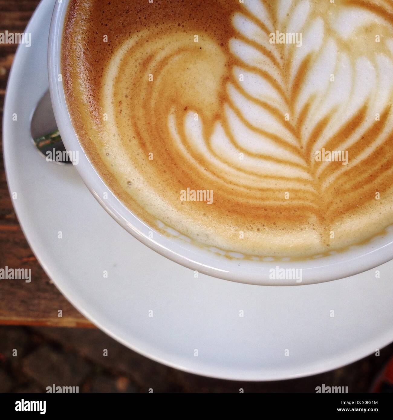 Detail of a Cup of Cappuccino - Smartphone Captured Stock Image