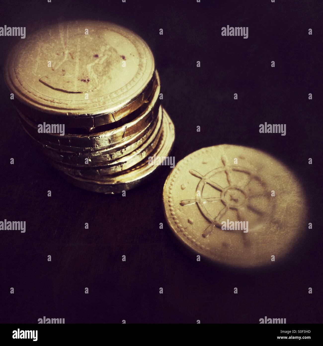 Chocolate Gold Money - Smartphone Captured Stock Image