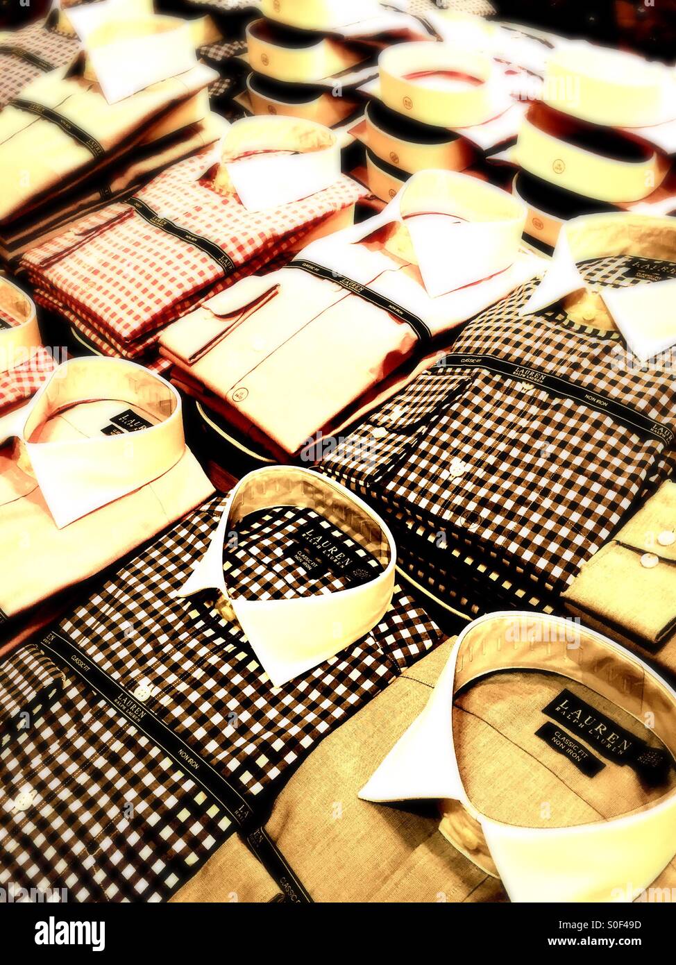 Dress Shirt display in men's clothing store - Smartphone Captured Stock Image