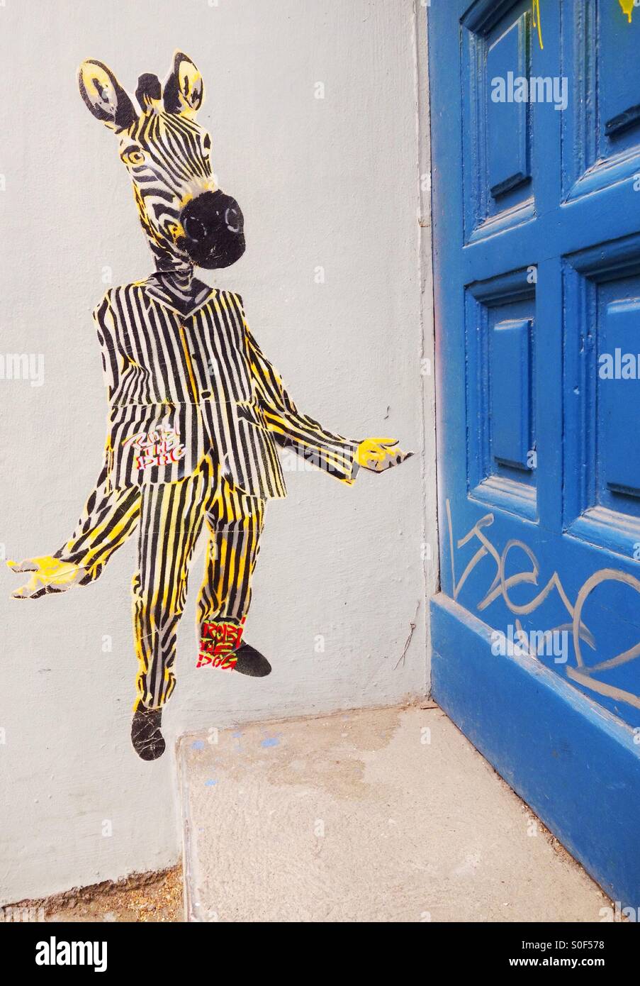 Zebra Man - Berlin graffiti Stock Photo