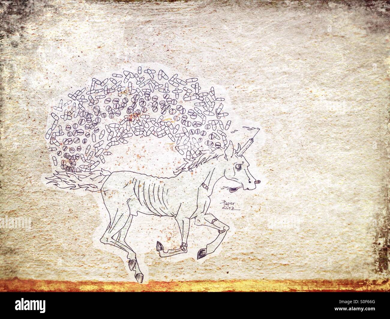 Drug spewing Unicorn - Smartphone Captured Stock Image