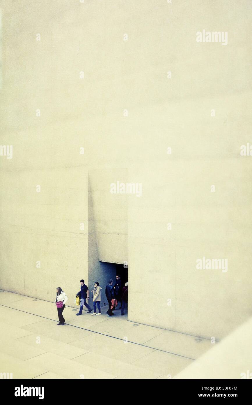 Visitors leaving the State Museum of Egyptian Art in Munich Germany EU - Smartphone Captured Stock Image