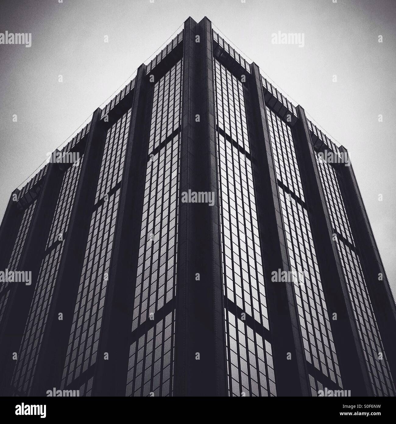 Dark skyscraper, Harbour Centre, Wan Chai, Hong Kong Island, Hong Kong Stock Photo