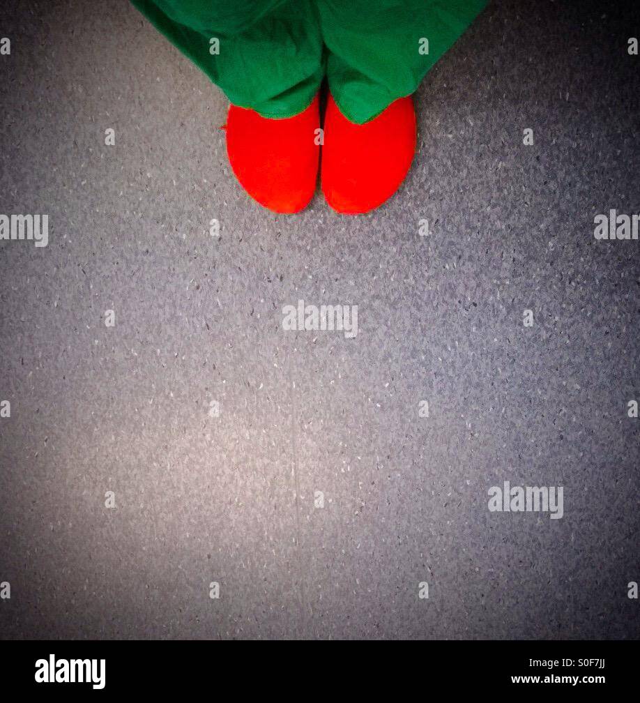 Green trousers and red shoes - Smartphone Captured Stock Image