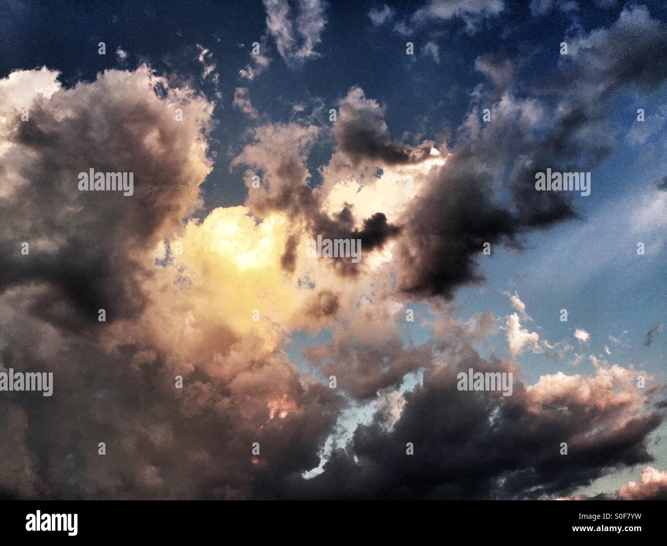 A cloudy sky at dusk Stock Photo