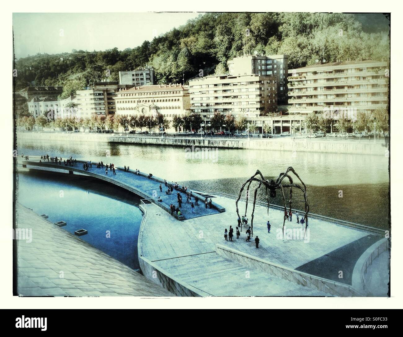 Spider sculpture in front of the Guggenheim Museum in Bilbao - Smartphone Captured Stock Image