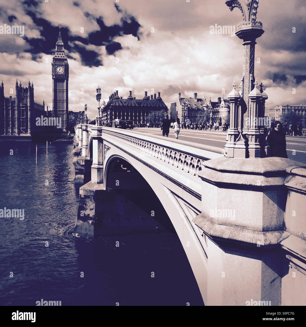 London, Westminster bridge and Big Ben, UK - Smartphone Captured Stock Image