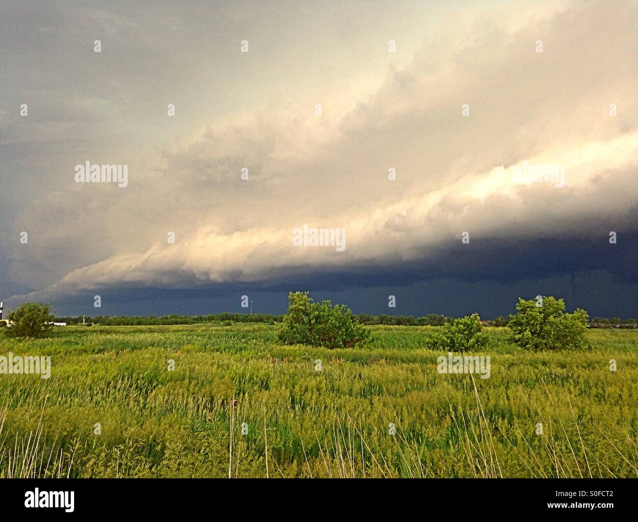 A shelf cloud near Overton, Nebraska. Stock Photo