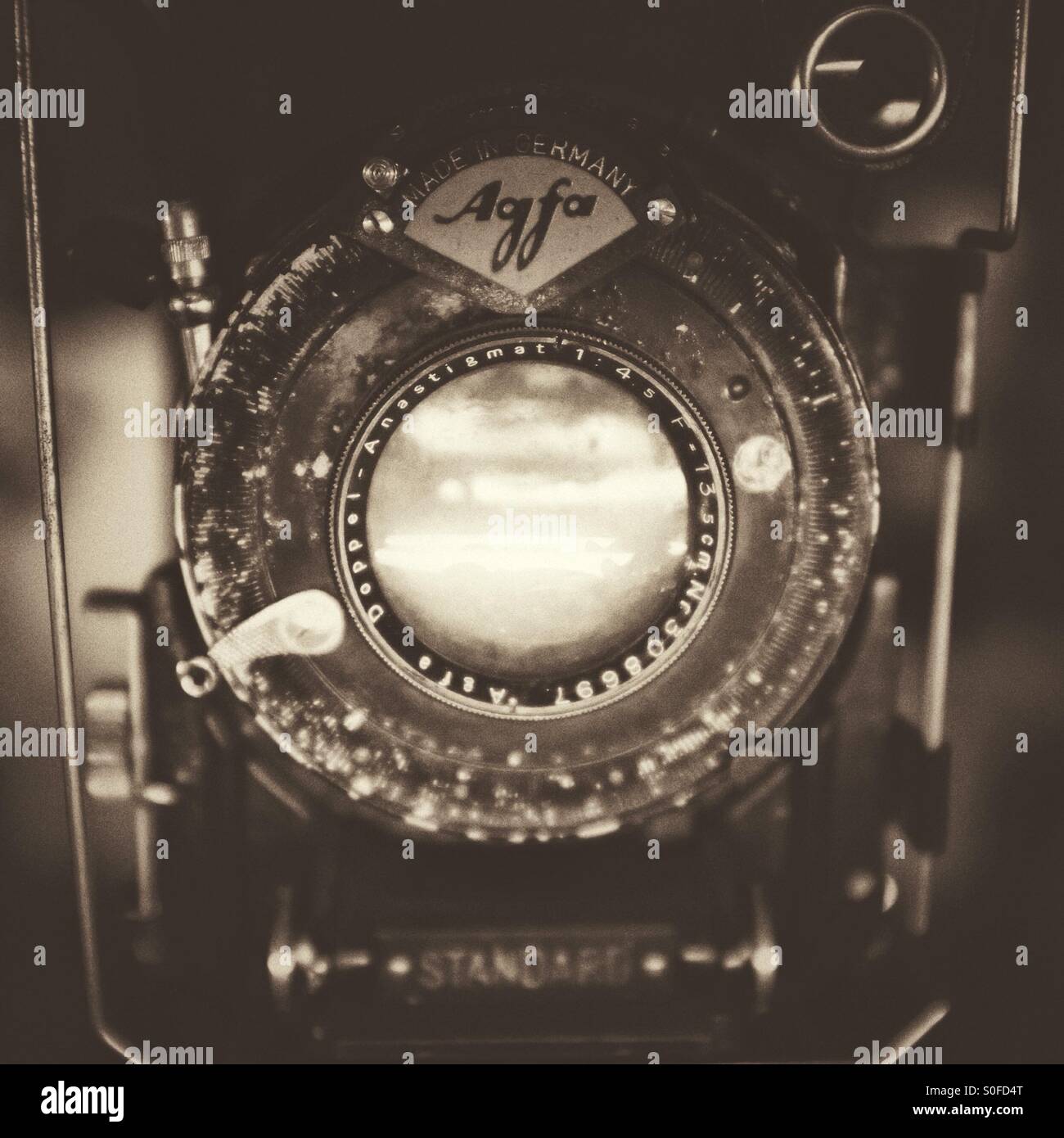 Vintage camera - say cheese - Smartphone Captured Stock Image