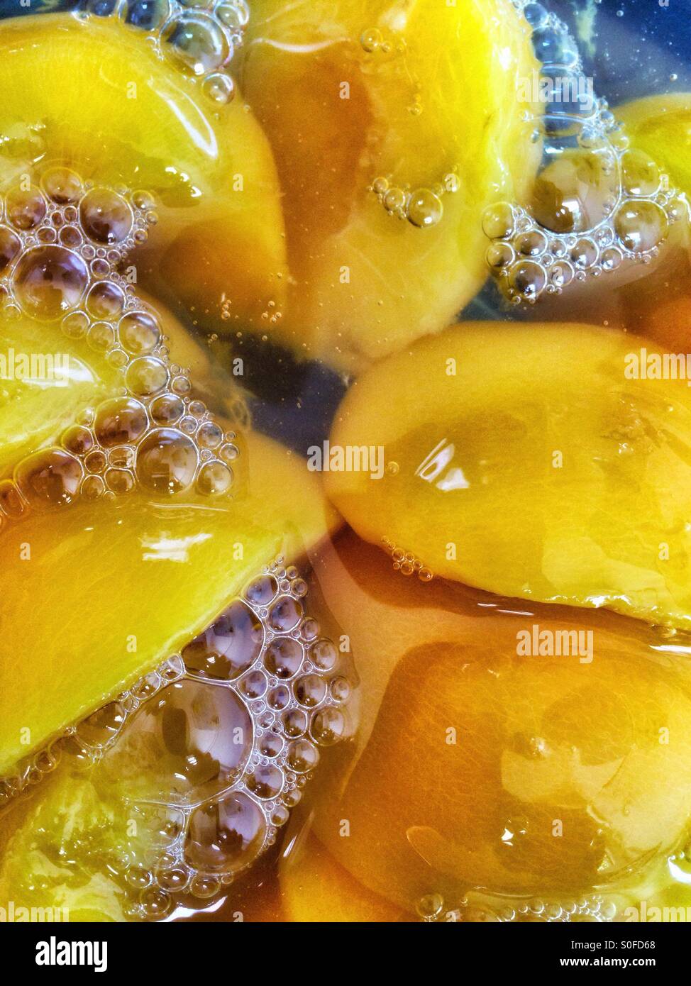 Canned Peaches - Smartphone Captured Stock Image