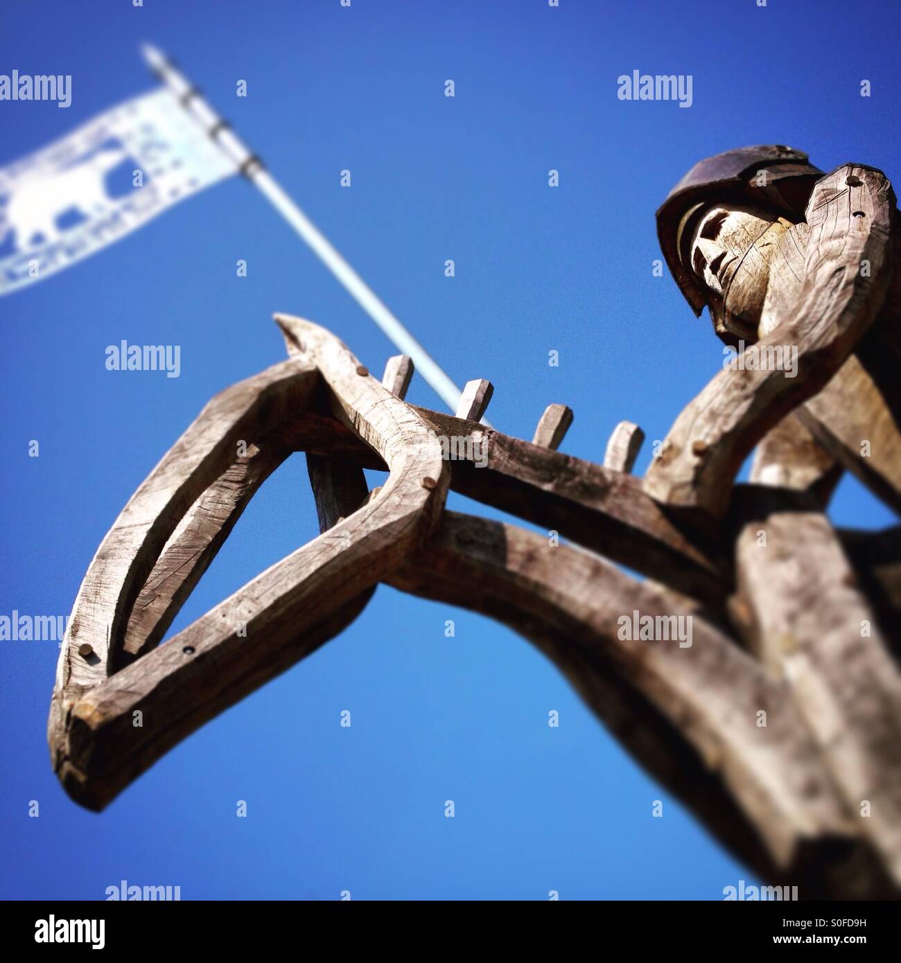 Wooden soldier and horse near Tewkesbury UK. - Smartphone Captured Stock Image