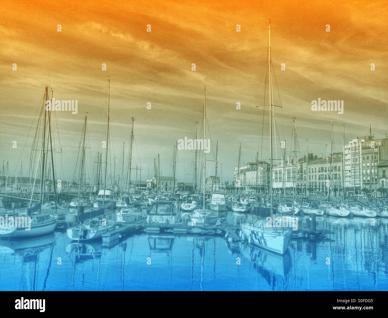 Harbor in Gijon, Asturias - Spain - Smartphone Captured Stock Image