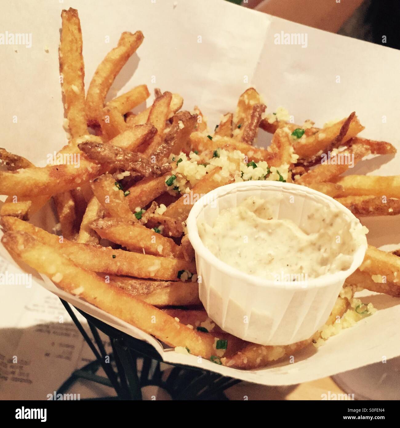 Garlic fries and Mayo Stock Photo Alamy