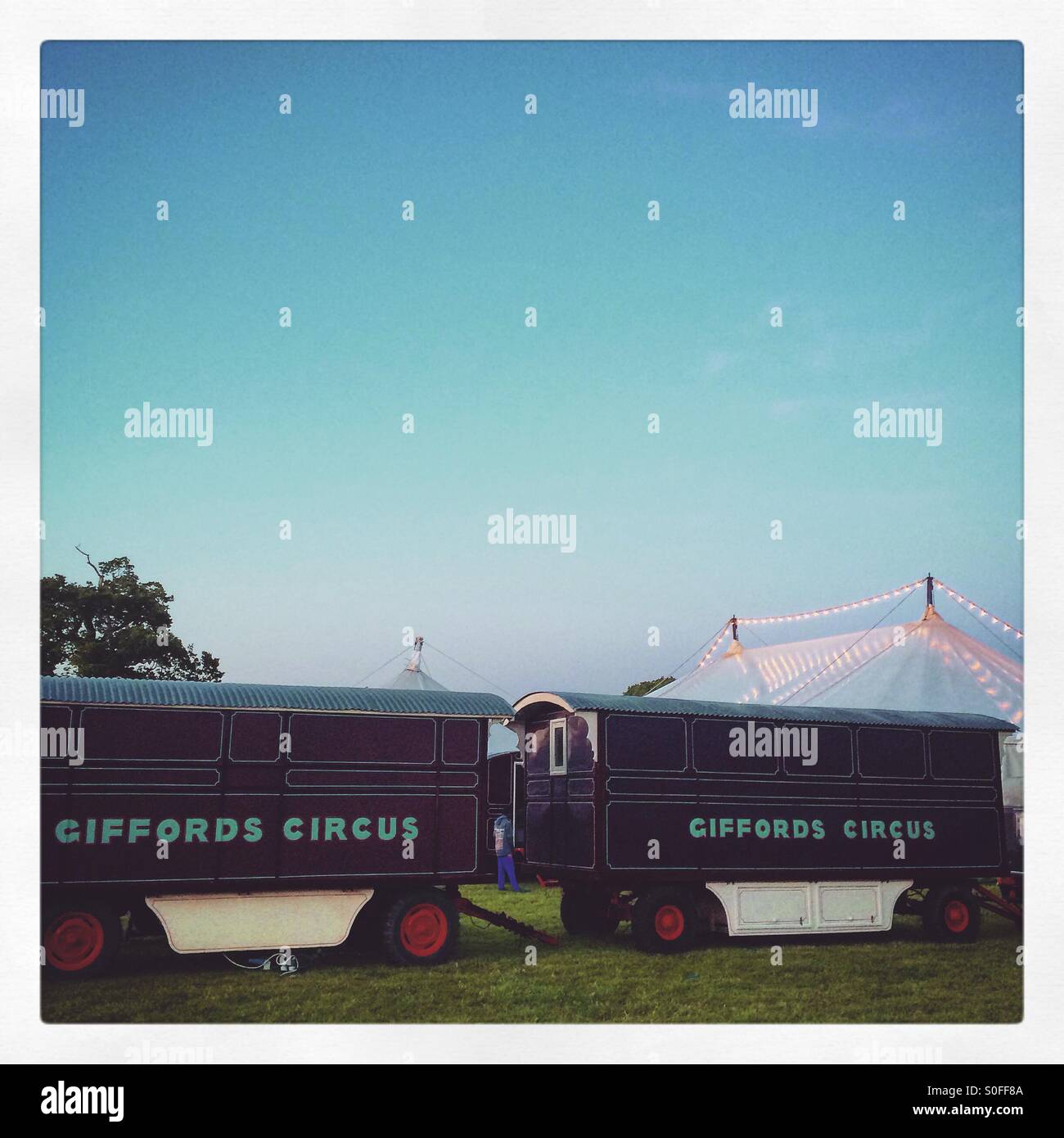 Giffords Circus wagons and big top - Smartphone Captured Stock Image