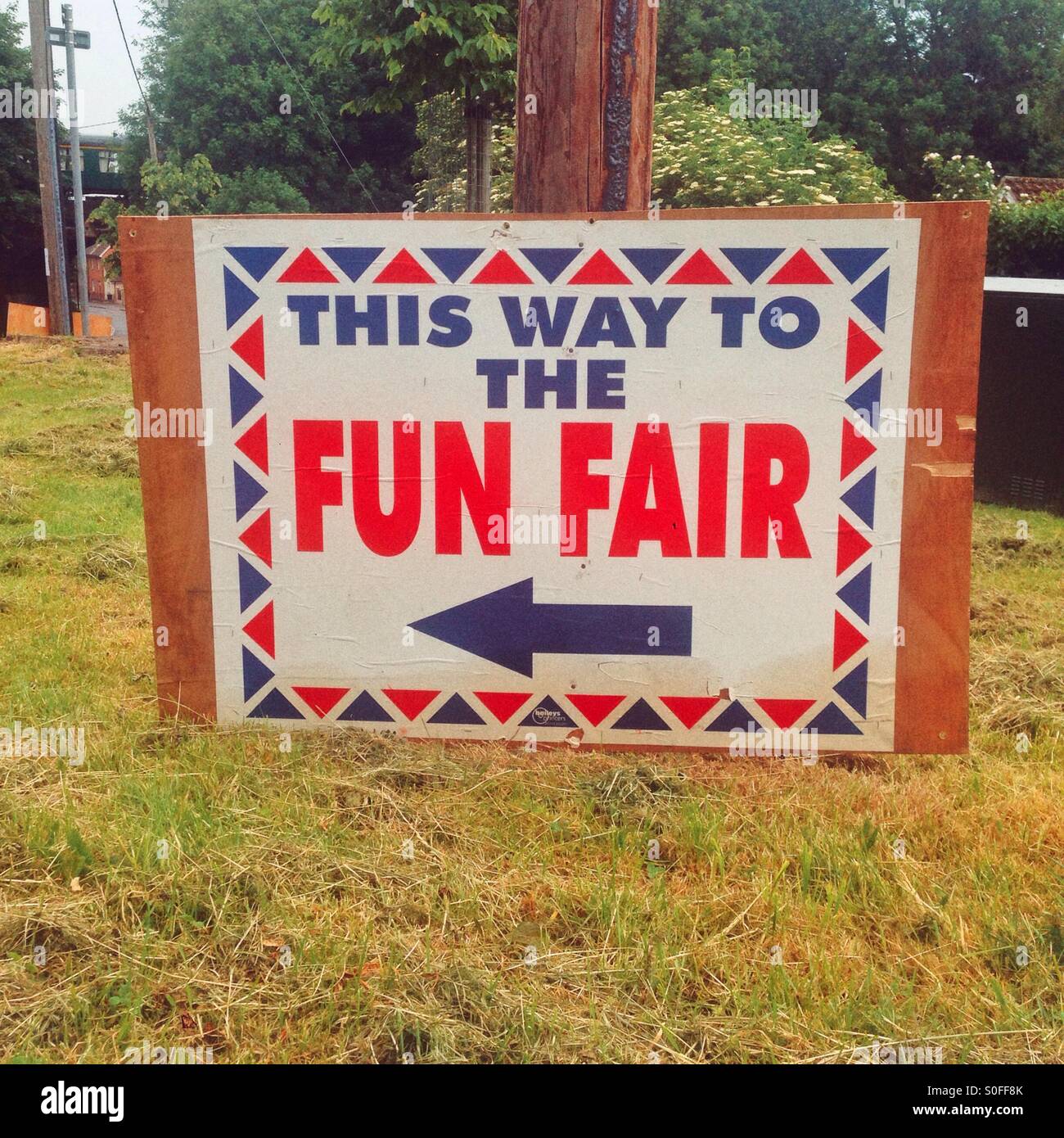 Fun fair sign Alresford, Hampshire, England, United Kingdom. - Smartphone Captured Stock Image