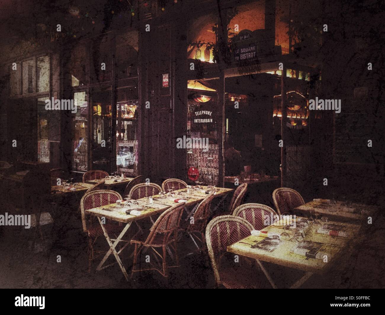 French restaurant outside,Lyon,France - Smartphone Captured Stock Image