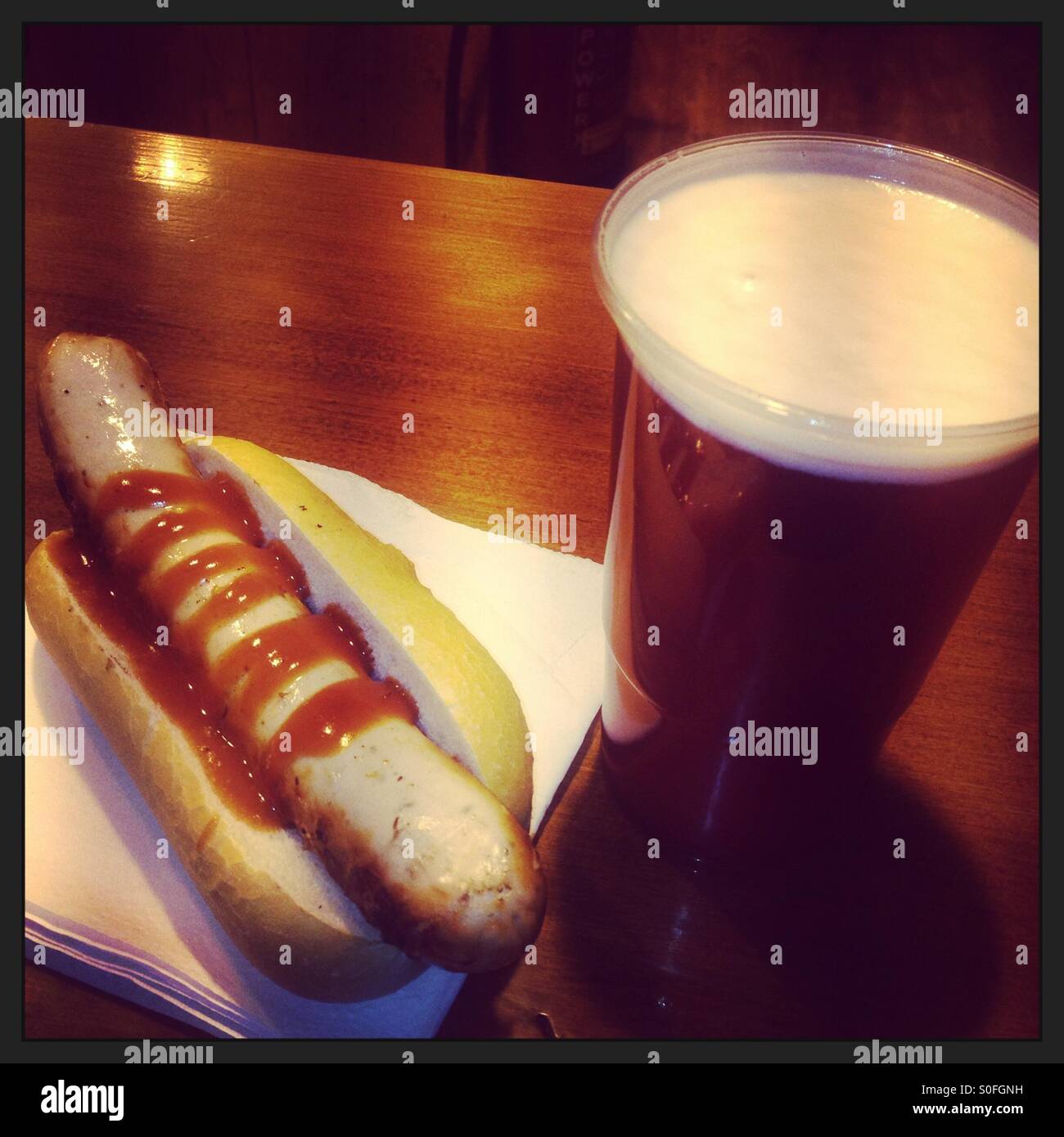 Beer and German sausage Stock Photo