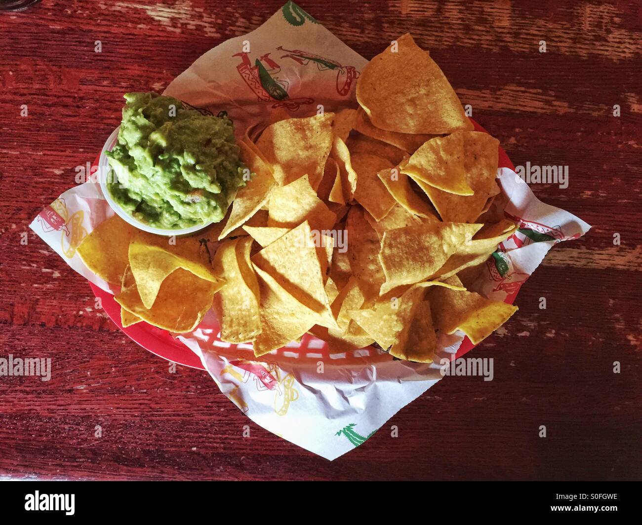 Corn chips and guacamole - Smartphone Captured Stock Image Corn chips and guacamole - Smartphone Captured Stock Image