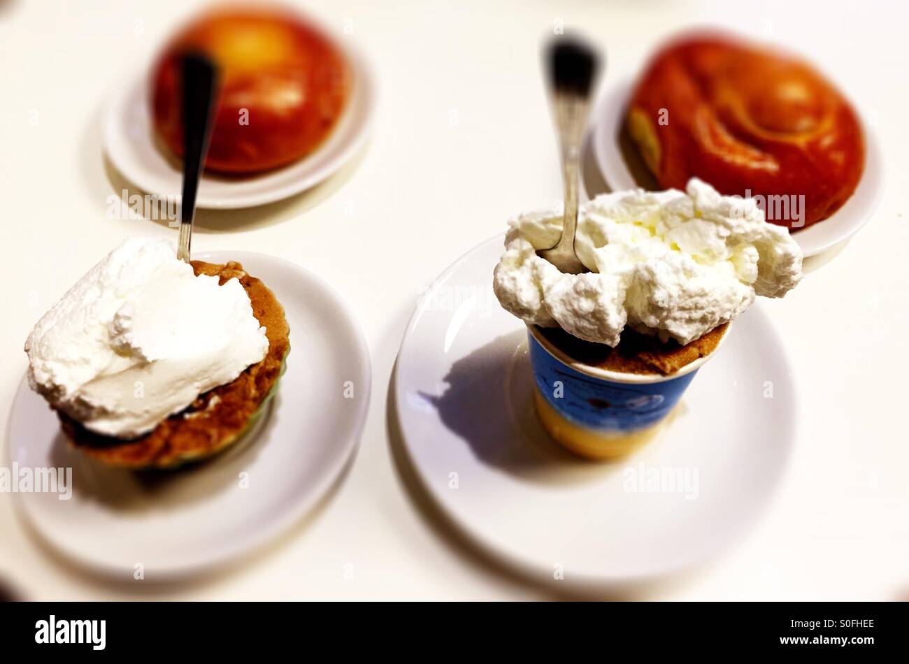 Typical sicilian snack with iced coffee, cream and pastry - Smartphone Captured Stock Image