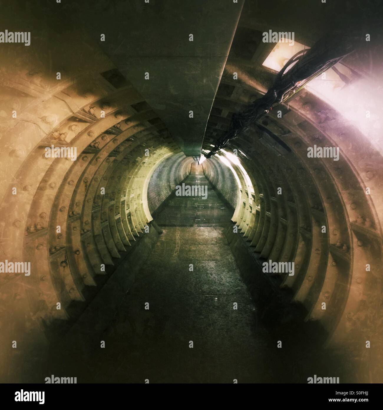 The foot tunnel underneath the Thames near Greenwich, London Stock