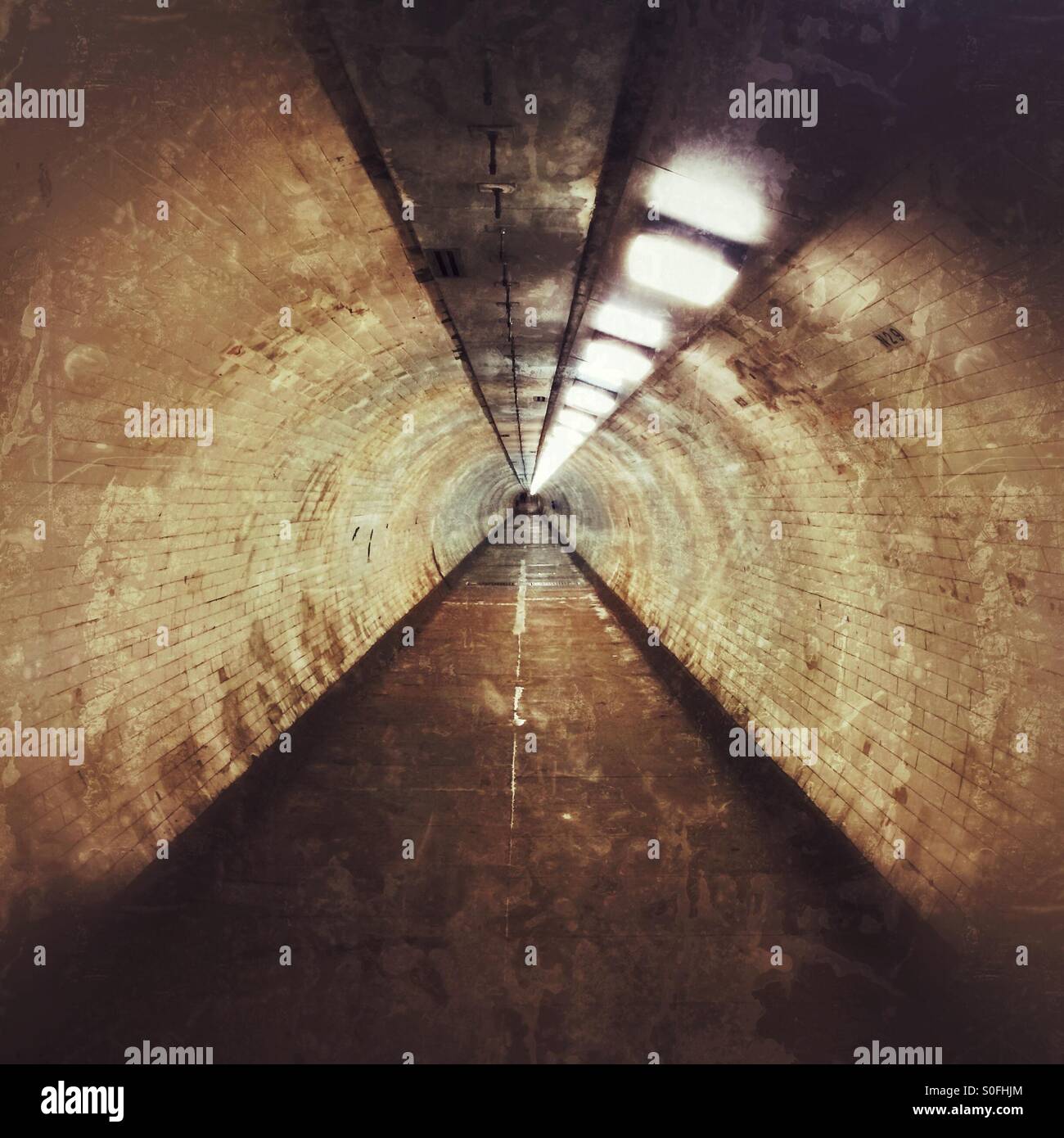 The foot tunnel underneath the Thames near Greenwich, London Stock