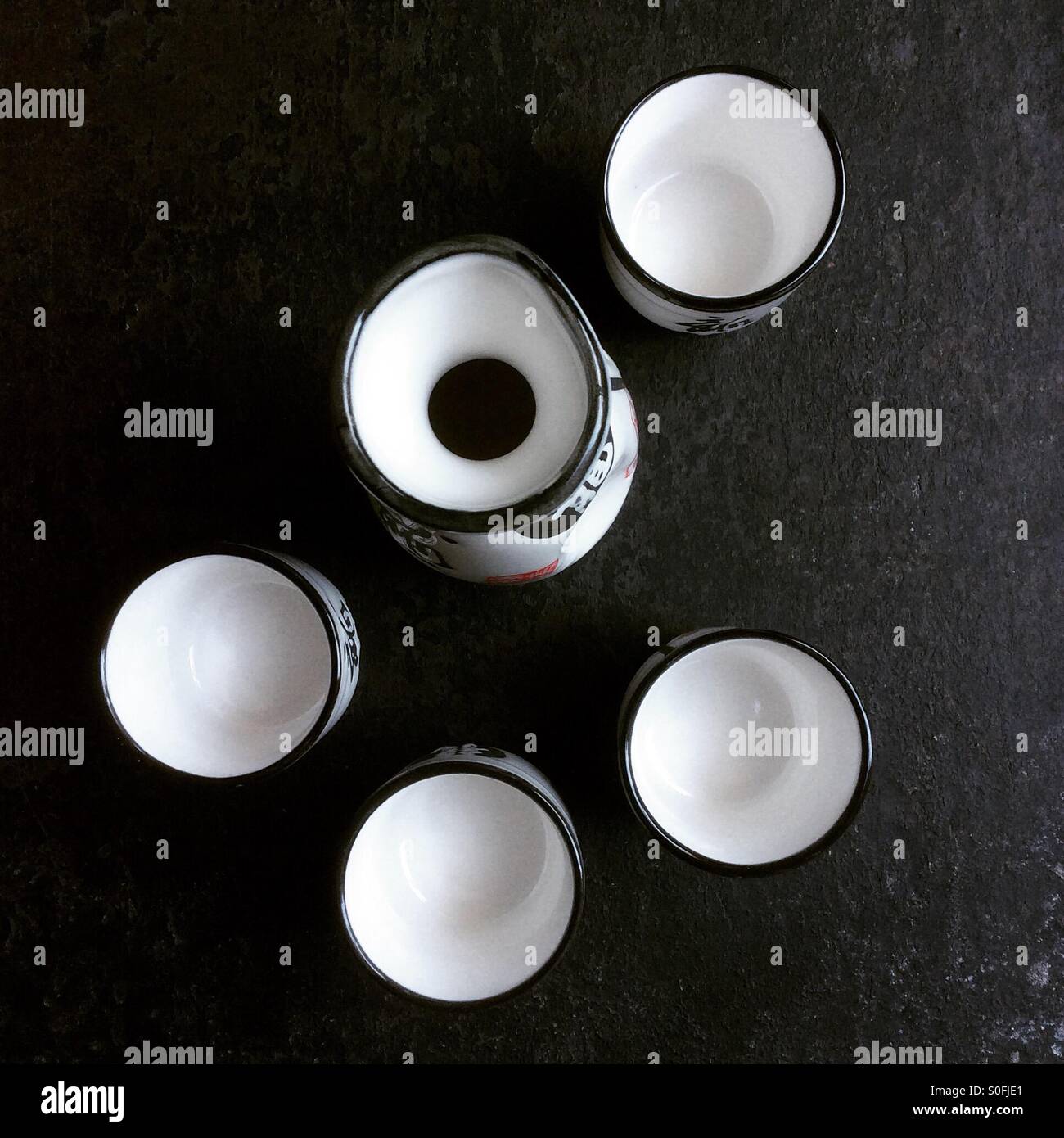 Sake cups and carafe Stock Photo Alamy