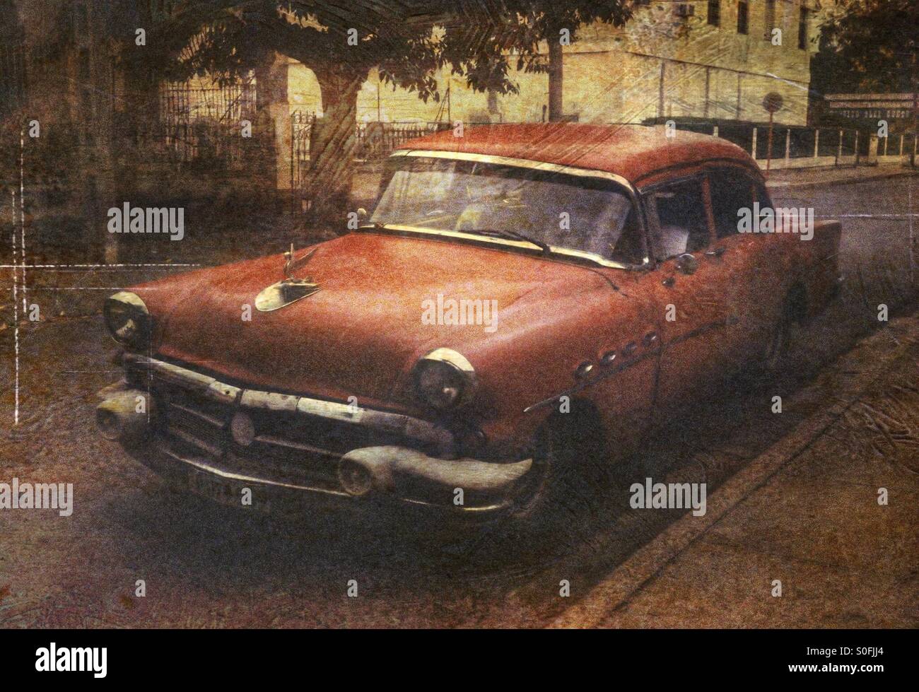 Vintage automobile in Havana, Cuba. - Smartphone Captured Stock Image