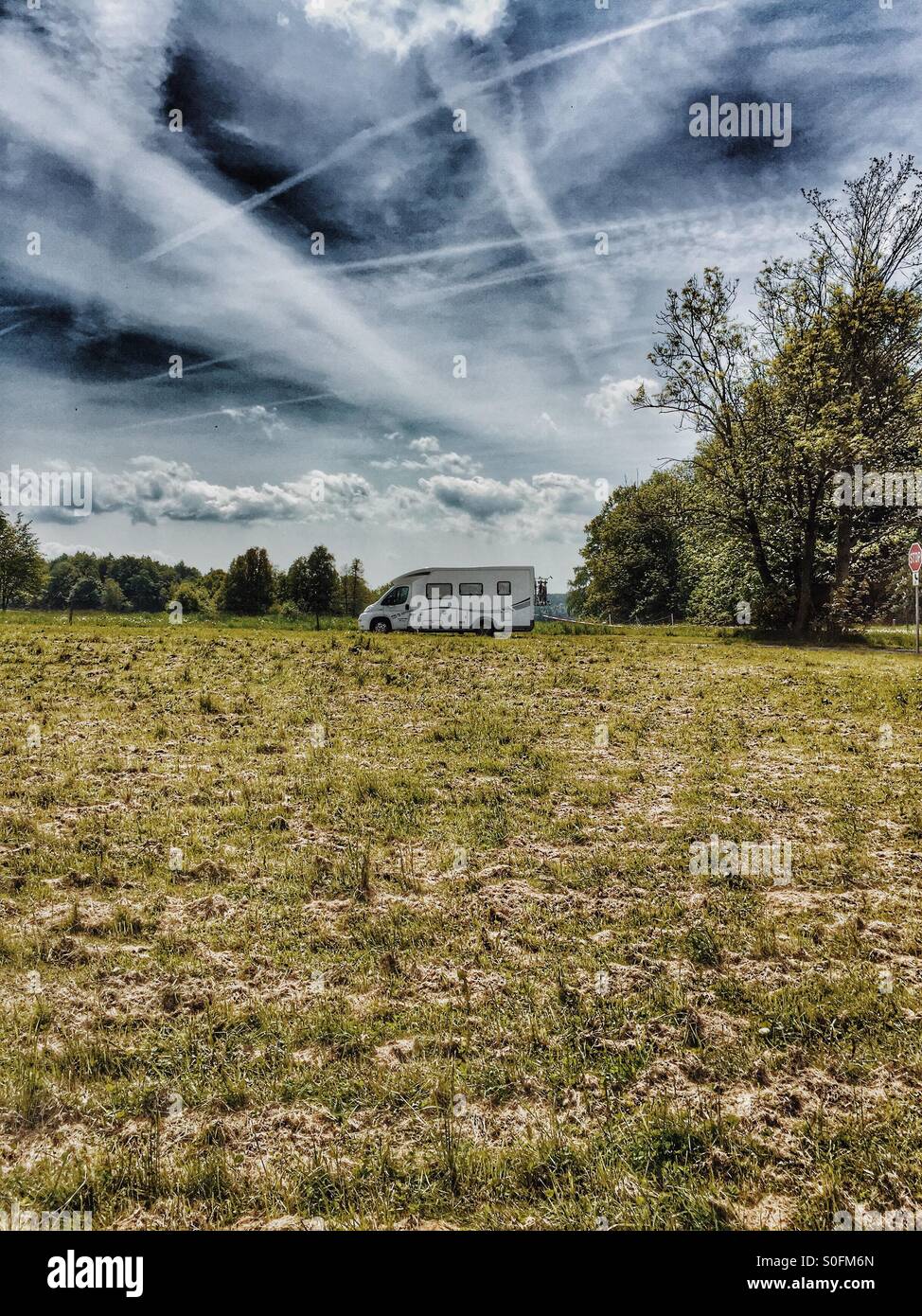 Camper van in the country side Germany - Smartphone Captured Stock Image