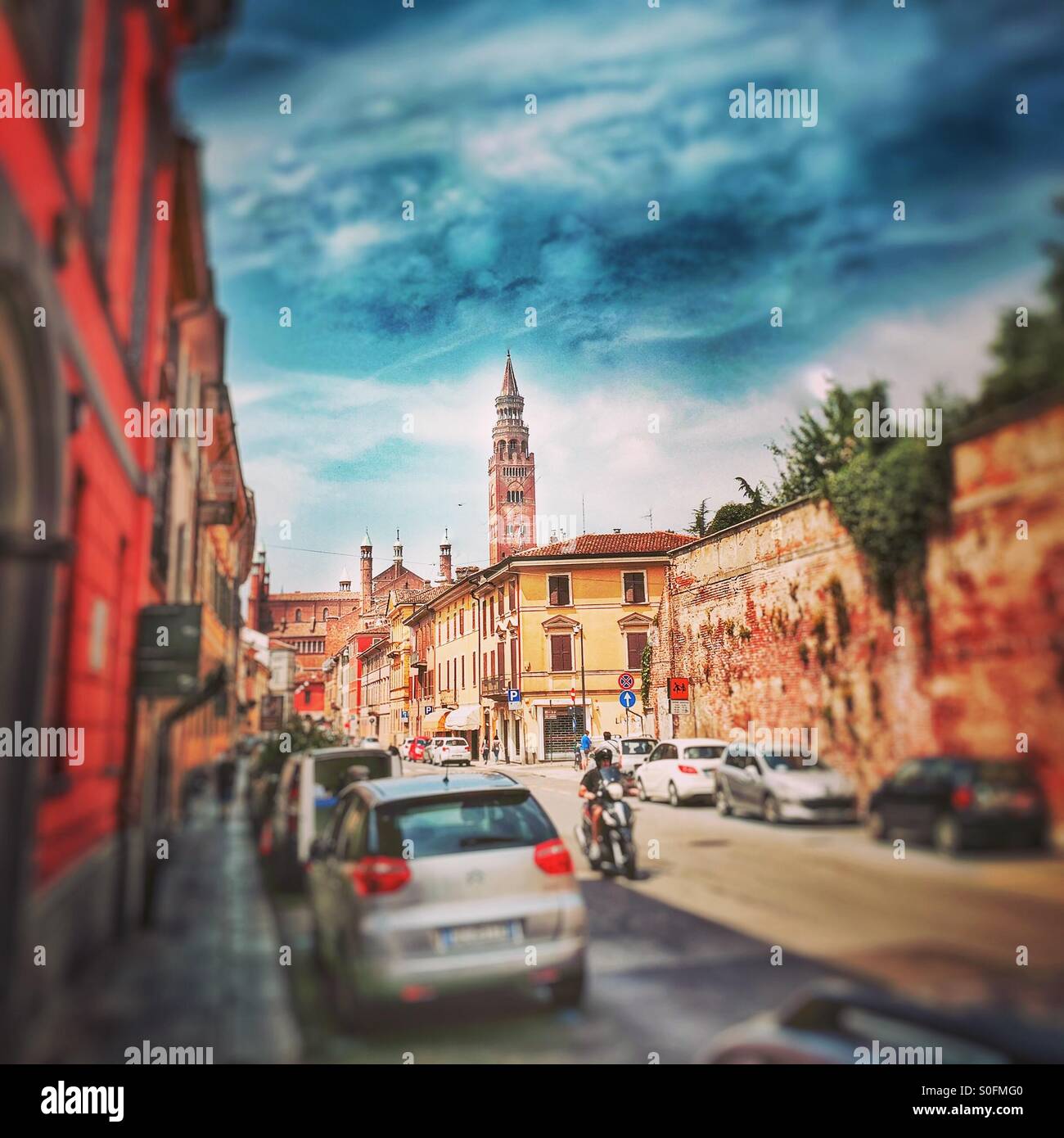 Cremona 's Torrazzo clock tower - italy - Smartphone Captured Stock Image