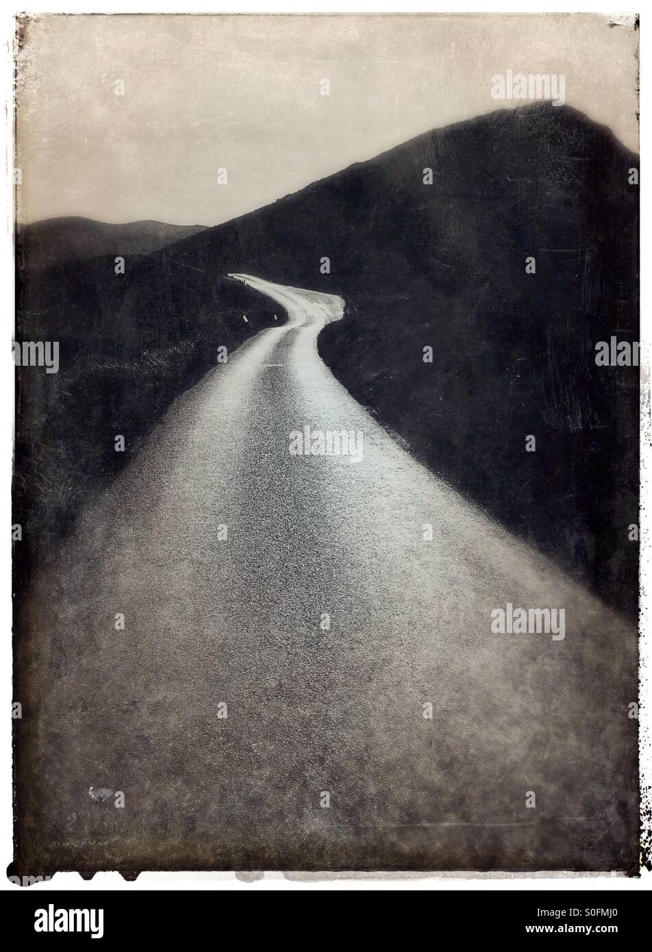 Empty lonely moorland road across the Long Mynd in Shropshire England UK - Smartphone Captured Stock Image