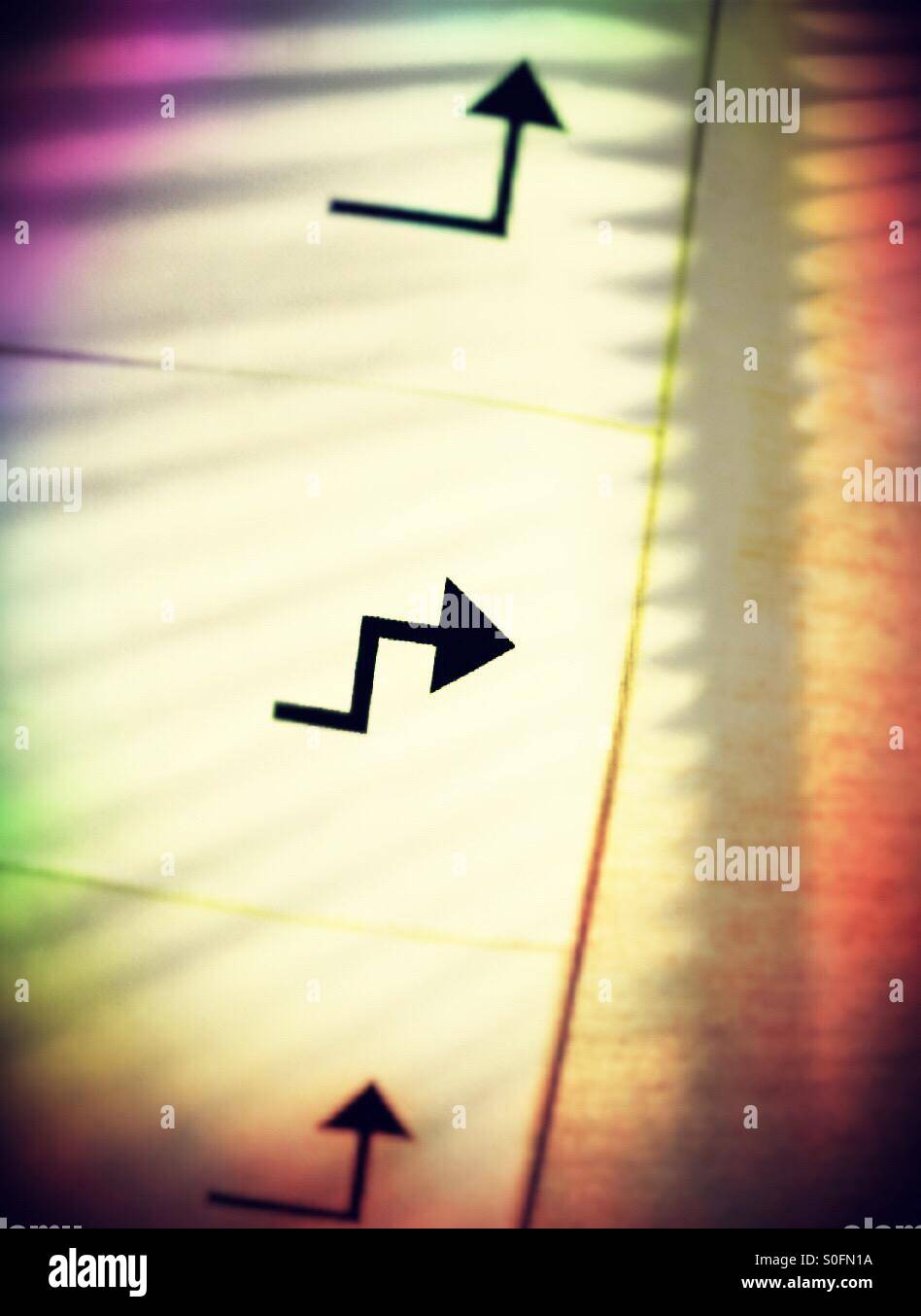 Directional Arrows on Hall Sign - Smartphone Captured Stock Image