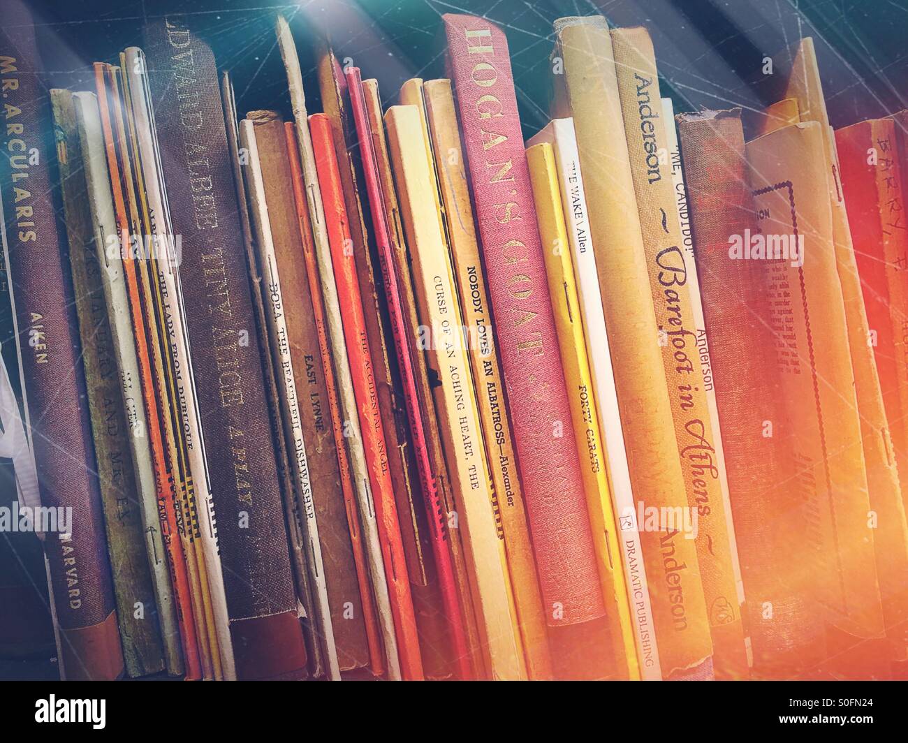 Vintage Scripts on Bookshelf - Smartphone Captured Stock Image