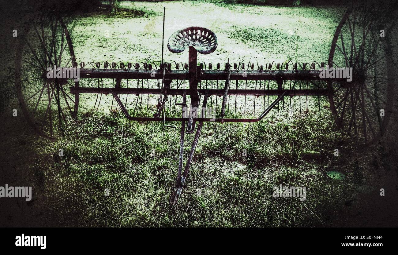 Antique animal draw hay rake Stock Photo Alamy