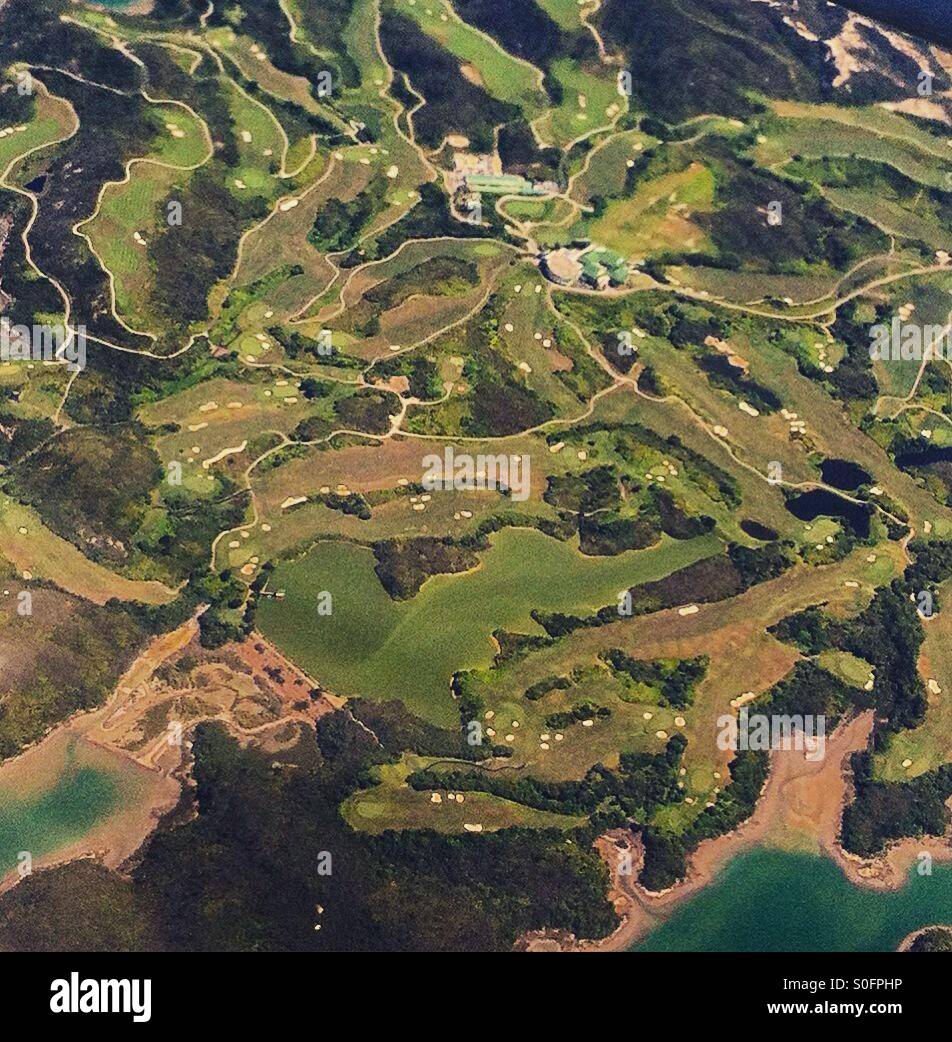 Golf court virw from plane - Smartphone Captured Stock Image