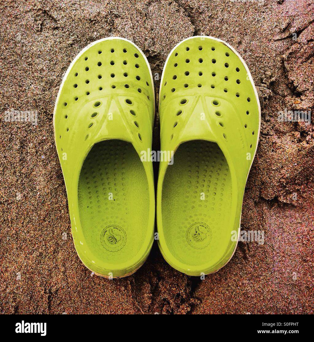 Top view of beach shoes - Smartphone Captured Stock Image