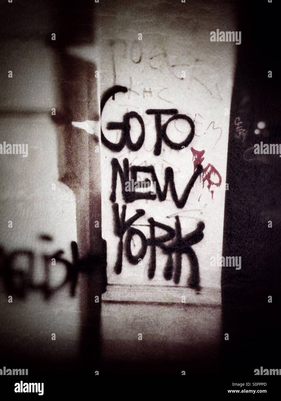 Go To New York Graffiti in Berlin Kreuzberg against Gentrification Stock Photo