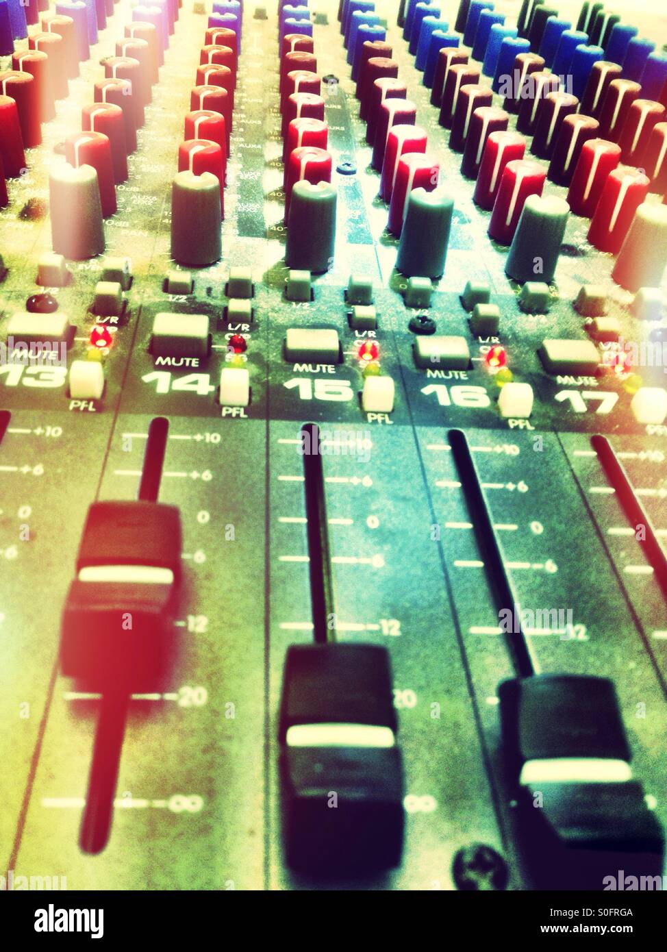 A sound mixing desk. - Smartphone Captured Stock Image