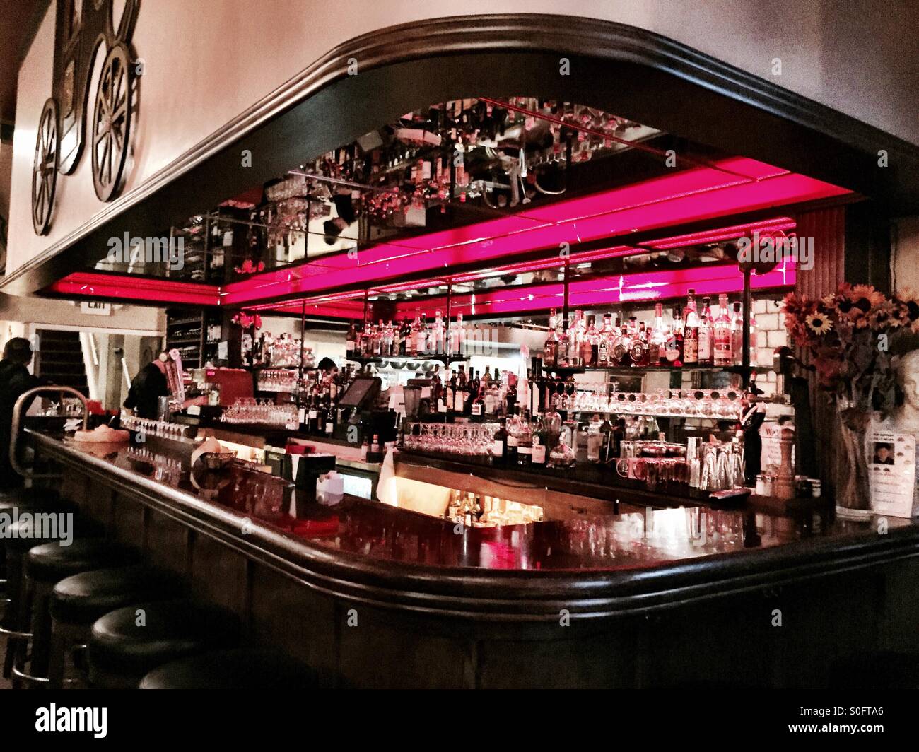 Classic 'old school' Italian American bar/ pub/ osteria in San Francisco, California, USA. Stock Photo